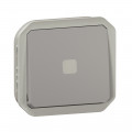 Interrupteur temporisé lumineux sans Neutre étanche Plexo 230V 50Hz à 60Hz IP55 IK05 avec enjoliveur finition gris