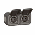 Prise de courant 2x2p+t horizontale plexo complet saillie anthracite