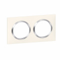 Plaque Legrand Dooxie carrée 2 postes finition blanc avec bague effet chrome
