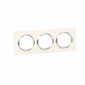 Plaque Legrand Dooxie carrée 3 postes finition blanc avec bague effet chrome