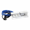 Pop up mobilier 2x4 mod blanc equipe 1 pc 2p+t+2 rj45+1 hd15+1 jack 3,5+cordons