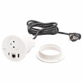 Disq80 incara 2p+t + usb a+c + rj45 + cordon fiche 2p+t - blanc