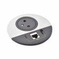 Disq80 incara 2p+t + usb a+c + rj45 + cordon fiche 2p+t - métal