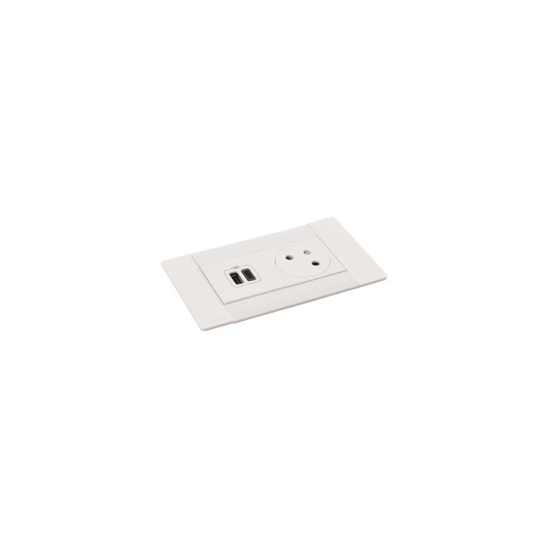 Multilink incara horizontal pour mobilier 2p+t + usb a+c - blanc