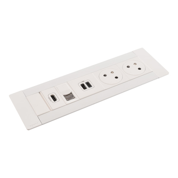 Multilink incara horizontal mobilier 2x2p+t + usb a+c +rj45 + hdmi - blanc