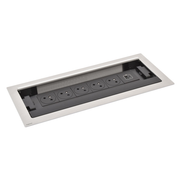 Flip-up incara 5x2p+t surface + chargeur usb type-a+c - 12 modules métal