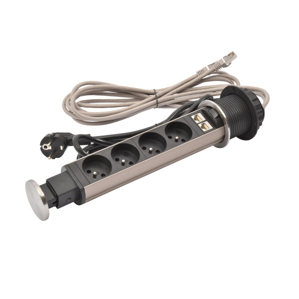 Tower 60 incara Ø60mm 4 prises + 2 prises rj45