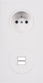Façade désir blanc soft touch double verticale prise de courant 2p+t ouverture pour chargeur double usb 