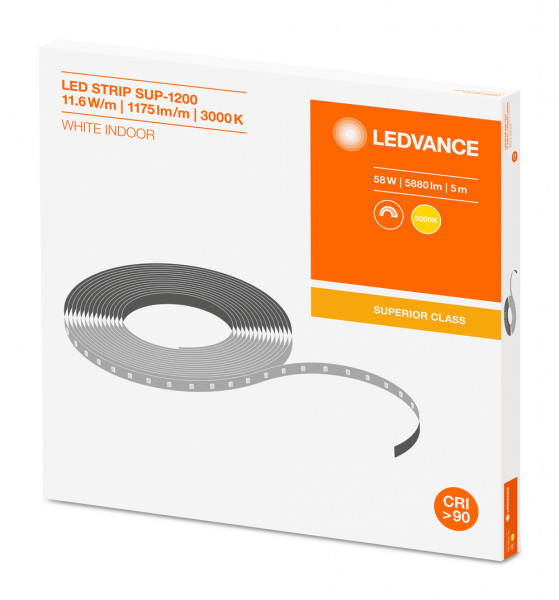 Ruban led superior 1200lm/m 3000k irc90 rouleau de 5 mètres