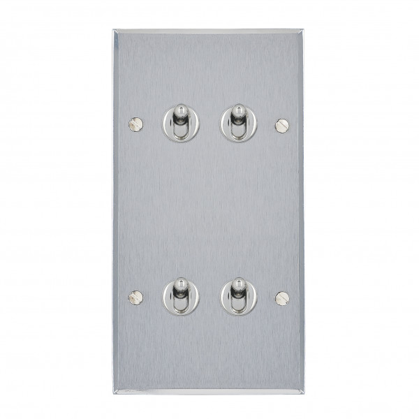 Quatre va-et-vient grand carré double vertical Arnould ART mémoire acier brossé - Arnould - 67108