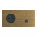 Prise de courant 2p+T + RJ45 grand carré double horizontal Arnould ART épure bronze
