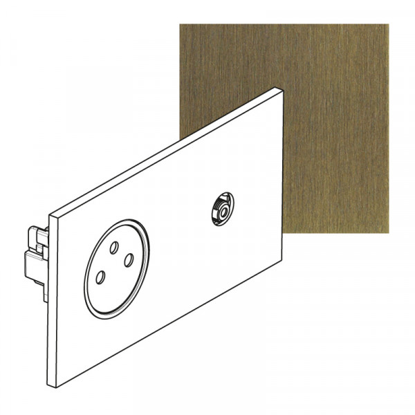 Prise de courant 2p+T + TV grand carré double horizontal Arnould ART épure bronze