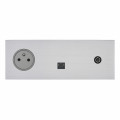 Prise de courant 2p+T + RJ45 + TV grand carré triple horizontal Arnould ART épure acier brossé