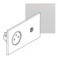 Prise de courant 2p+T + TV grand carré double horizontal Arnould ART épure acier miroir