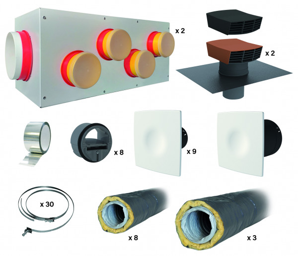 Kit accessoires Eoliance pour VMC double flux Kalix 90 avec gaines pvc isolées