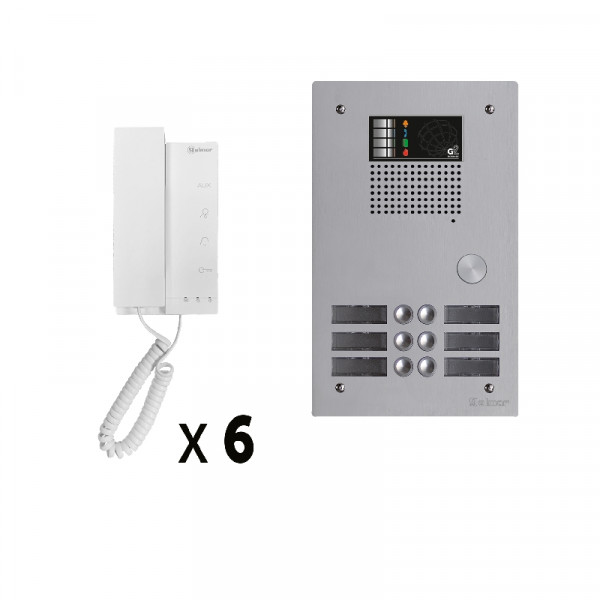 Kit 6 appels audio avec platine de rue aluminium 5mm gtv62