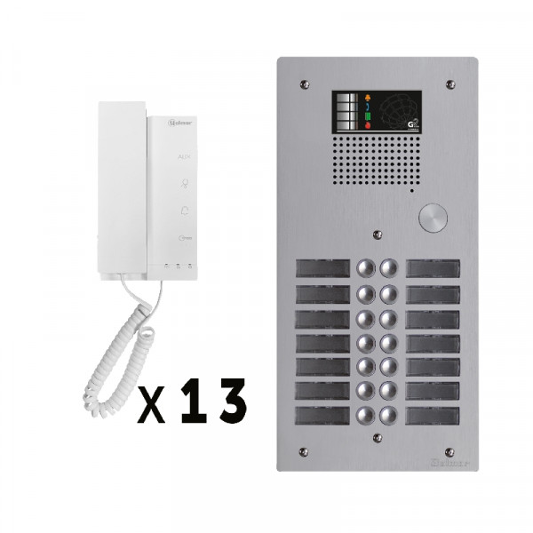 Kit 13 appels audio avec platine de rue aluminium 5mm gtv62