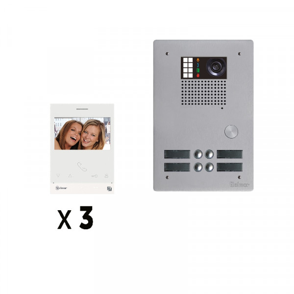 Kit 3 appels vidéo avec platine de rue alu 5mm gtv62
