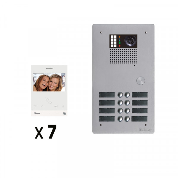Kit 7 appels vidéo avec platine de rue alu 5mm gtv62