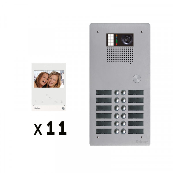Kit 11 appels vidéo avec platine de rue alu 5mm gtv62