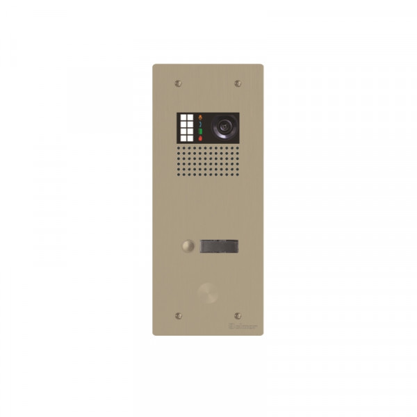 Platine monobloc alu audio/vidéo bus g2p 1 rangée 1 bouton champagne