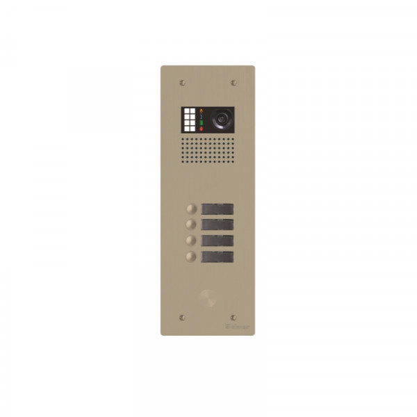 Platine monobloc alu audio/vidéo bus g2p 1 rangée 4 boutons champagne