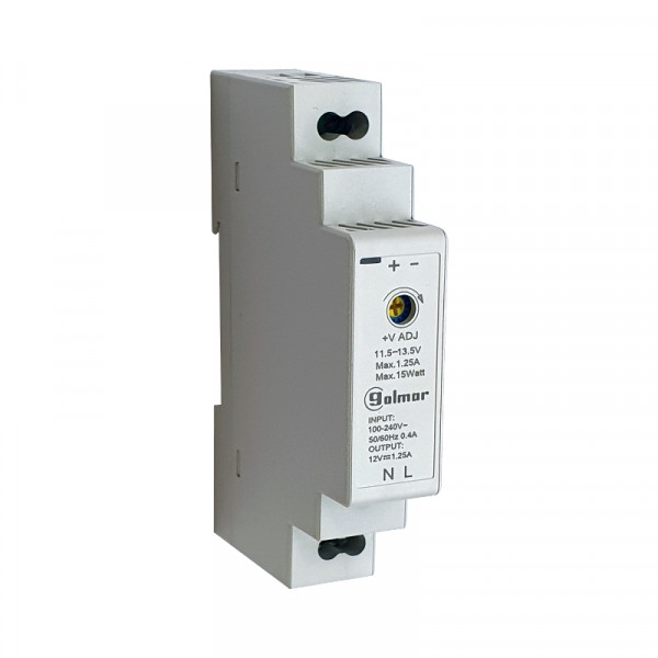 Alimentation Modulaire Faible Encombrement 12 Vcc 1,25 A Golmar – 1 Module DIN