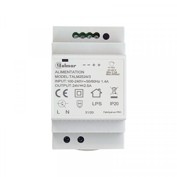 Alimentation modulaire 24Vcc 2.5A 3 modules rail DIN
