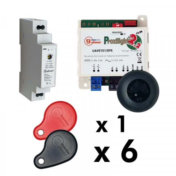 Kit centrale uav0151/095 avec 6 badges résidents + 1 maitre et une talm1012/1