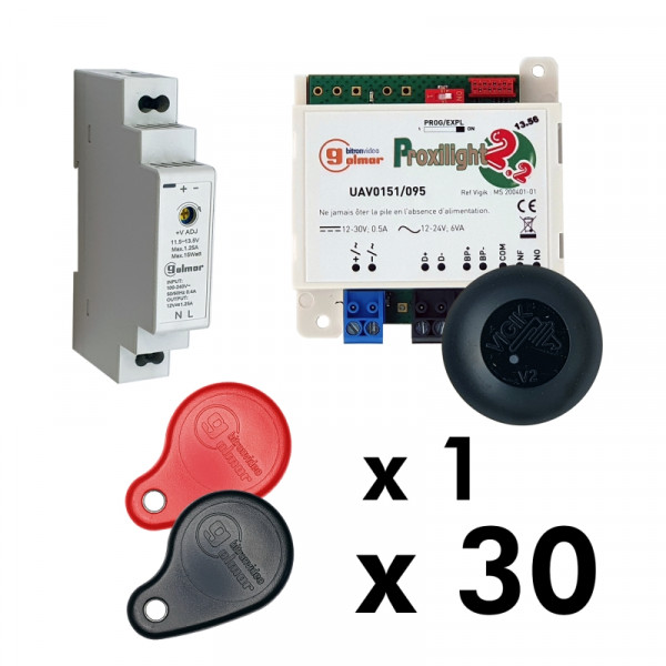 Kit centrale uav0151/095 avec 30 badges résidents + 1 maitre et une talm1012/1