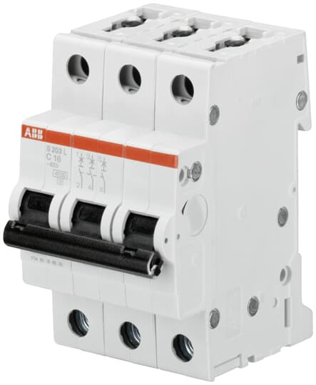 Disjoncteur s203l 3p 25a courbe d raccordement à vis - 6ka (3modules)