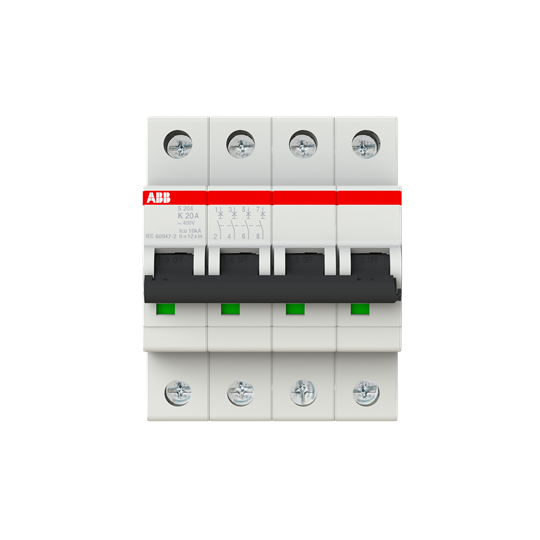Disjoncteur s204 4p 20a courbe k raccordement à vis - 10ka (4modules)