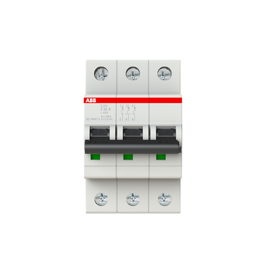 Disjoncteur s203 3p 50a courbe z raccordement à vis - 10ka (3modules)