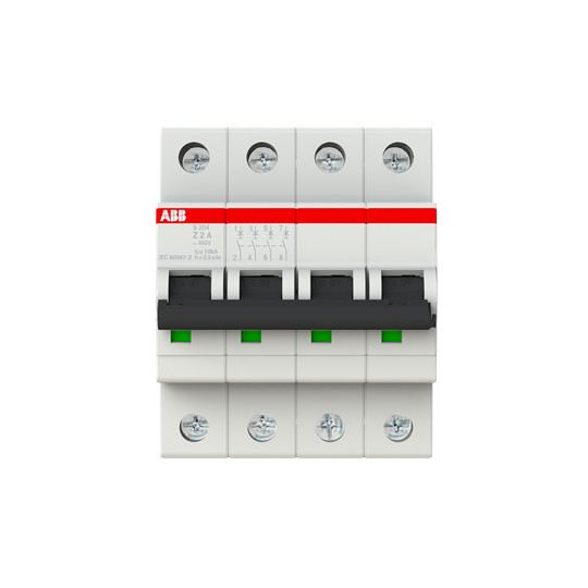 Disjoncteur s204 4p 2a courbe z raccordement à vis - 10ka (4modules)
