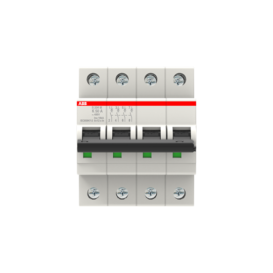 Disjoncteur s204m 4p 50a courbe k raccordement à vis - 15ka (4modules)