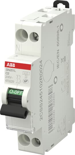 Disjoncteur ABB - 1P+N  2A - Courbe C - 4,5 kA - Raccordement A  Vis