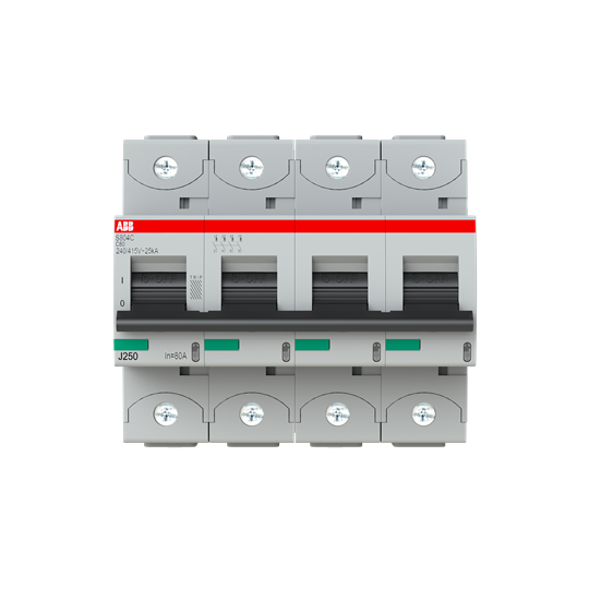 Disjoncteur s804c 4p 80a courbe c raccordement à vis - 25ka (6modules) - ABB - 744445