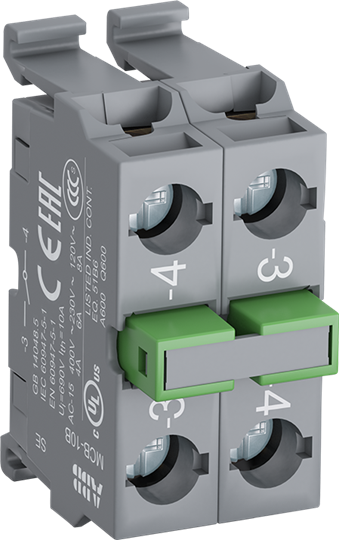 Mcb-20b bloc contact double 2no montage fond de boite