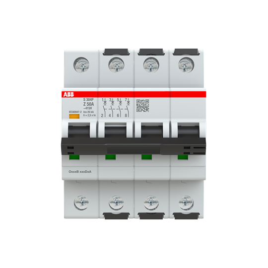 S300p-disjoncteur 4p-50a-courbe z-pdc 15000a-400vac 25ka-230vac 40ka-4 modules