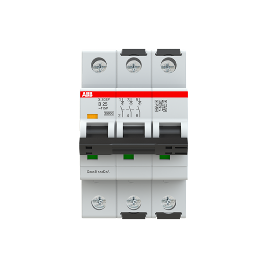 S300p-disjoncteur 3p-25a-courbe b-pdc 25000a-400vac 25ka-230vac 50ka-3 modules