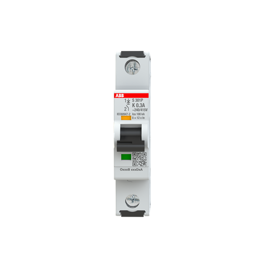 S300p-disjoncteur 1p-0.3a-courbe k-pdc 25000a-230vac 100ka-60vdc 25ka-1 module