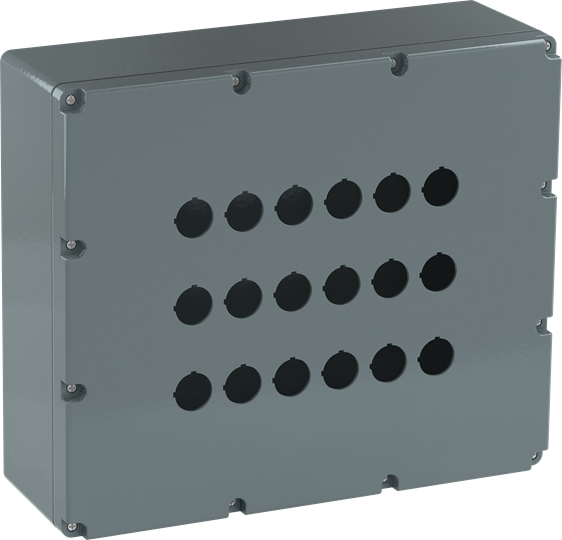 Boite à boutons aluminium -18 trous - ip66 - perçage pe