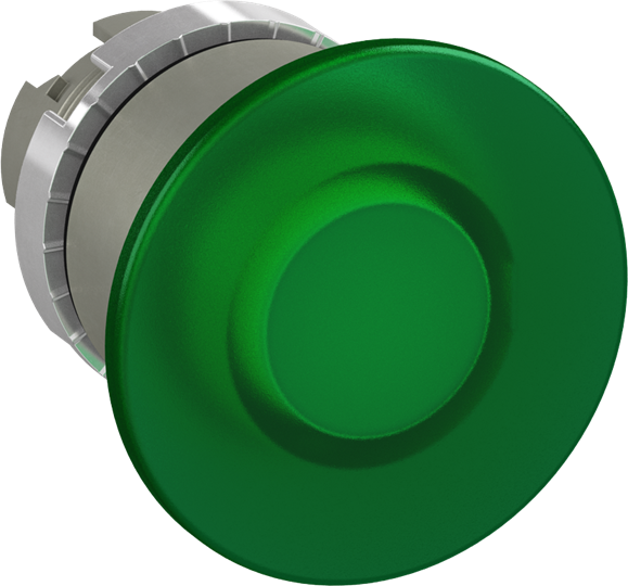 Bouton poussoir coup de poing 40mm vert à impulsion lumineux