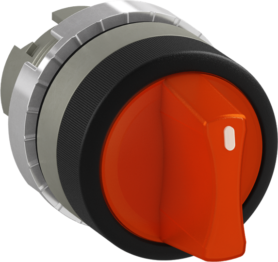 Boutons tournant 3-pos lumineux poignée courte orange fixe