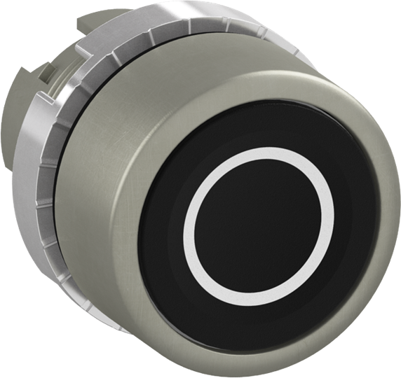 Bouton poussoir - non lumineux - affleurant - noir - marquage o