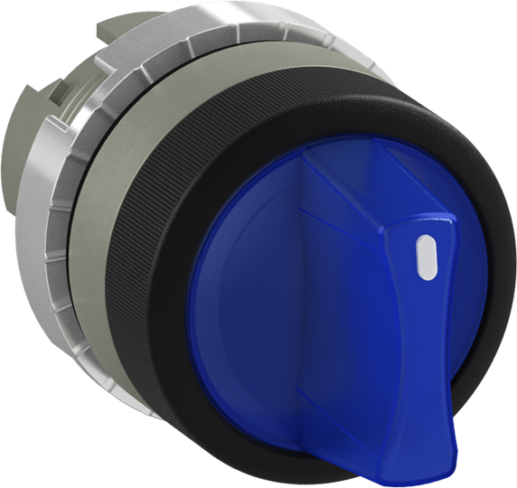 Boutons tournant 3-pos lumineux poignée courte bleu fixe