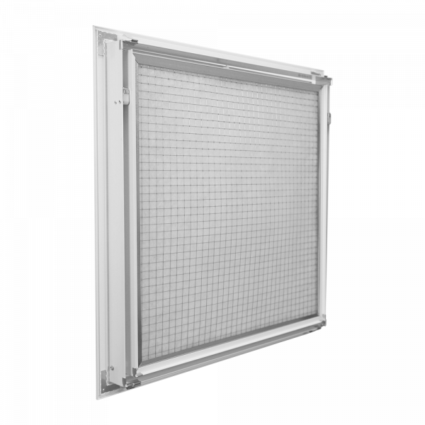 Grille de reprise intérieur + filtre, alu blanc, d 600 x 300 mm (graixpf b 600x300)