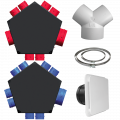 Kit accessoires VMC DF avec 2 plénums insuff. et 1 ext, bouches, dériv, colliers. (KIT ACCESSOIRES P04)