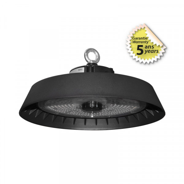 Suspension industrielle étanche LED Miidex Flash II Highbay 200W 4000K 32000lm noir