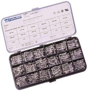 Boite de cartouche fusible miniature en verre Mersen à fusion rapide dimension 20mm sur 5mm